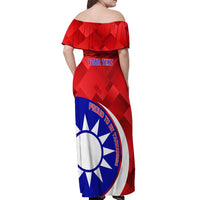 Personalised Taiwan Badminton Off Shoulder Maxi Dress 2024 Taiwanese Proud Dynamic Style - Wonder Print Shop