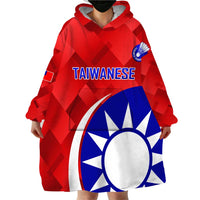 Personalised Taiwan Badminton Wearable Blanket Hoodie 2024 Taiwanese Proud Dynamic Style - Wonder Print Shop