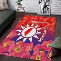 Personalised Taiwan Area Rug Taiwanese Map Mix Prunus Mume Blossoms - Wonder Print Shop