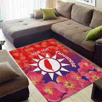 Personalised Taiwan Area Rug Taiwanese Map Mix Prunus Mume Blossoms - Wonder Print Shop