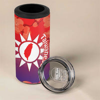 Personalised Taiwan 4 in 1 Can Cooler Tumbler Taiwanese Map Mix Prunus Mume Blossoms - Wonder Print Shop