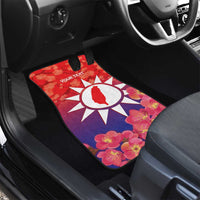 Personalised Taiwan Car Mats Taiwanese Map Mix Prunus Mume Blossoms - Wonder Print Shop