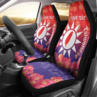 Personalised Taiwan Car Seat Cover Taiwanese Map Mix Prunus Mume Blossoms - Wonder Print Shop