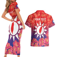 Personalised Taiwan Couples Matching Short Sleeve Bodycon Dress and Hawaiian Shirt Taiwanese Map Mix Prunus Mume Blossoms - Wonder Print Shop