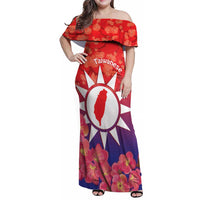 Personalised Taiwan Family Matching Off Shoulder Maxi Dress and Hawaiian Shirt Taiwanese Map Mix Prunus Mume Blossoms - Wonder Print Shop