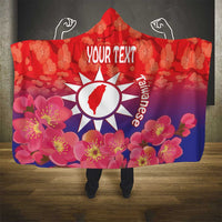 Personalised Taiwan Hooded Blanket Taiwanese Map Mix Prunus Mume Blossoms