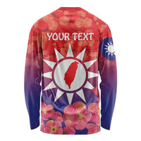 Personalised Taiwan Long Sleeve Shirt Taiwanese Map Mix Prunus Mume Blossoms - Wonder Print Shop