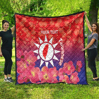 Personalised Taiwan Quilt Taiwanese Map Mix Prunus Mume Blossoms - Wonder Print Shop