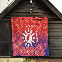 Personalised Taiwan Quilt Taiwanese Map Mix Prunus Mume Blossoms - Wonder Print Shop