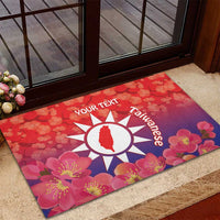 Personalised Taiwan Rubber Doormat Taiwanese Map Mix Prunus Mume Blossoms - Wonder Print Shop