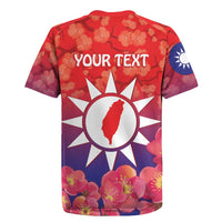 Personalised Taiwan Rugby Jersey Taiwanese Map Mix Prunus Mume Blossoms - Wonder Print Shop