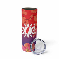 Personalised Taiwan Skinny Tumbler Taiwanese Map Mix Prunus Mume Blossoms - Wonder Print Shop