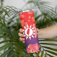 Personalised Taiwan Skinny Tumbler Taiwanese Map Mix Prunus Mume Blossoms - Wonder Print Shop