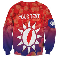 Personalised Taiwan Sweatshirt Taiwanese Map Mix Prunus Mume Blossoms - Wonder Print Shop