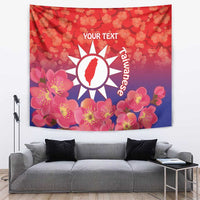 Personalised Taiwan Tapestry Taiwanese Map Mix Prunus Mume Blossoms - Wonder Print Shop