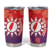 Personalised Taiwan Tumbler Cup Taiwanese Map Mix Prunus Mume Blossoms - Wonder Print Shop