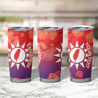 Personalised Taiwan Tumbler Cup Taiwanese Map Mix Prunus Mume Blossoms - Wonder Print Shop