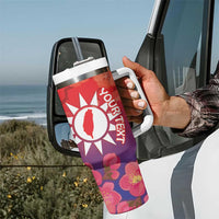 Personalised Taiwan Tumbler With Handle Taiwanese Map Mix Prunus Mume Blossoms - Wonder Print Shop