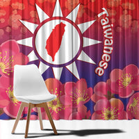 Personalised Taiwan Window Curtain Taiwanese Map Mix Prunus Mume Blossoms - Wonder Print Shop