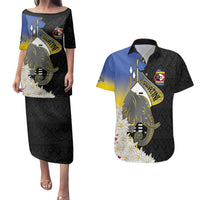 Eswatini Independence Day Couples Matching Puletasi and Hawaiian Shirt Swaziland Nguni Shield African Pattern - Wonder Print Shop