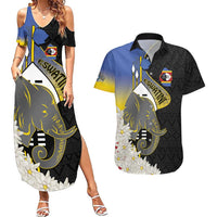 Eswatini Independence Day Couples Matching Summer Maxi Dress and Hawaiian Shirt Swaziland Nguni Shield African Pattern - Wonder Print Shop