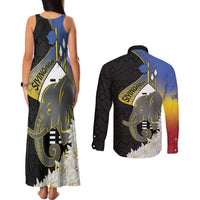 Eswatini Independence Day Couples Matching Tank Maxi Dress and Long Sleeve Button Shirt Swaziland Nguni Shield African Pattern - Wonder Print Shop