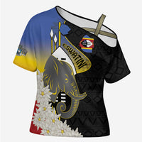 Eswatini Independence Day Cross Shoulder Shirt Swaziland Nguni Shield African Pattern - Wonder Print Shop