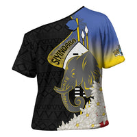 Eswatini Independence Day Cross Shoulder Shirt Swaziland Nguni Shield African Pattern - Wonder Print Shop