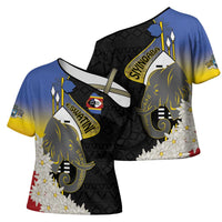 Eswatini Independence Day Cross Shoulder Shirt Swaziland Nguni Shield African Pattern - Wonder Print Shop