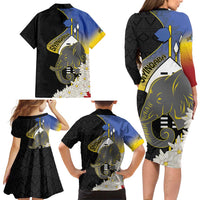 Eswatini Independence Day Family Matching Long Sleeve Bodycon Dress and Hawaiian Shirt Swaziland Nguni Shield African Pattern - Wonder Print Shop