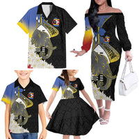 Eswatini Independence Day Family Matching Off The Shoulder Long Sleeve Dress and Hawaiian Shirt Swaziland Nguni Shield African Pattern - Wonder Print Shop