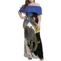 Eswatini Independence Day Family Matching Off Shoulder Maxi Dress and Hawaiian Shirt Swaziland Nguni Shield African Pattern - Wonder Print Shop