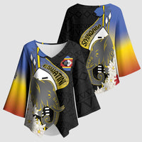 Eswatini Independence Day Kimono Sleeve Blouse Swaziland Nguni Shield African Pattern - Wonder Print Shop