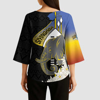 Eswatini Independence Day Kimono Sleeve Blouse Swaziland Nguni Shield African Pattern - Wonder Print Shop