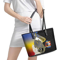 Eswatini Independence Day Leather Tote Bag Swaziland Nguni Shield African Pattern - Wonder Print Shop