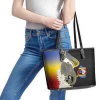 Eswatini Independence Day Leather Tote Bag Swaziland Nguni Shield African Pattern - Wonder Print Shop