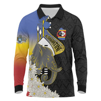 Eswatini Independence Day Long Sleeve Polo Shirt Swaziland Nguni Shield African Pattern - Wonder Print Shop