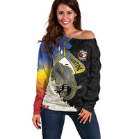 Eswatini Independence Day Off Shoulder Sweater Swaziland Nguni Shield African Pattern - Wonder Print Shop