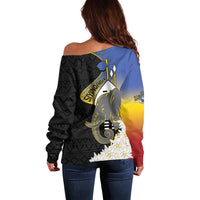 Eswatini Independence Day Off Shoulder Sweater Swaziland Nguni Shield African Pattern - Wonder Print Shop