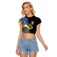 Eswatini Independence Day Raglan Cropped T Shirt Swaziland Nguni Shield African Pattern - Wonder Print Shop