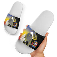 Eswatini Independence Day Slide Sandals Swaziland Nguni Shield African Pattern - Wonder Print Shop
