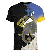 Eswatini Independence Day Women V-Neck T-Shirt Swaziland Nguni Shield African Pattern - Wonder Print Shop