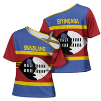 Swaziland Cross Shoulder Shirt Siyinqaba Eswatini Flag Style - Wonder Print Shop