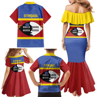 Swaziland Family Matching Mermaid Dress and Hawaiian Shirt Siyinqaba Eswatini Flag Style - Wonder Print Shop