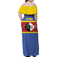Swaziland Family Matching Off Shoulder Maxi Dress and Hawaiian Shirt Siyinqaba Eswatini Flag Style - Wonder Print Shop