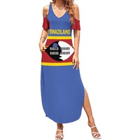 Swaziland Family Matching Summer Maxi Dress and Hawaiian Shirt Siyinqaba Eswatini Flag Style - Wonder Print Shop