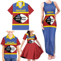 Swaziland Family Matching Tank Maxi Dress and Hawaiian Shirt Siyinqaba Eswatini Flag Style - Wonder Print Shop