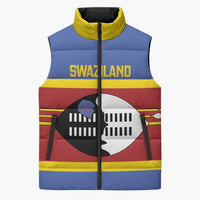 Swaziland Sleeveless Puffer Jacket Siyinqaba Eswatini Flag Style - Wonder Print Shop