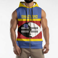 Swaziland Sleeveless Zip Hoodie Siyinqaba Eswatini Flag Style - Wonder Print Shop