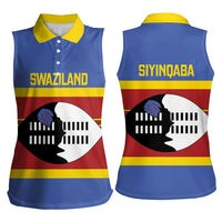 Swaziland Women Sleeveless Polo Shirt Siyinqaba Eswatini Flag Style - Wonder Print Shop